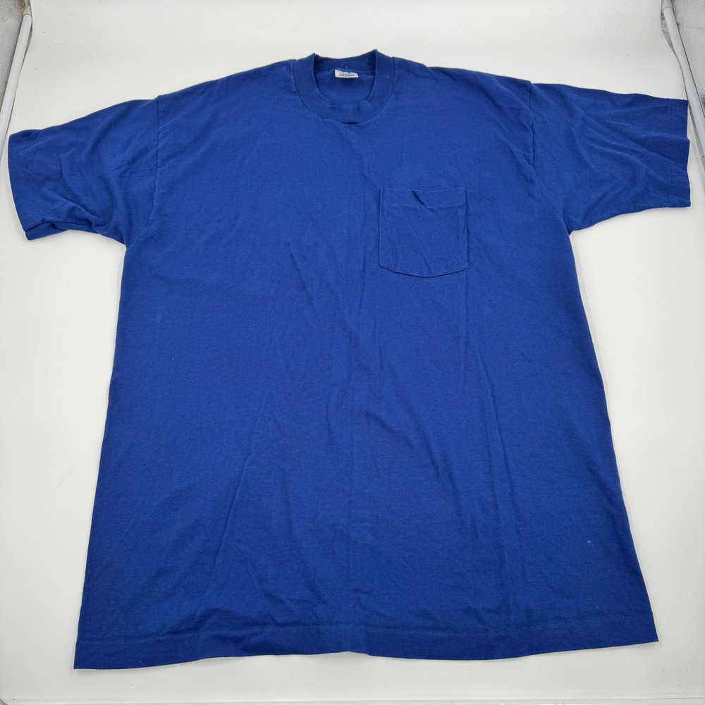 Vintage BVD Premium Series Pocket T-Shirt XXL Blue Single Stitch Made in‎ USA